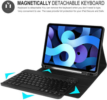 Load image into Gallery viewer, ProElite Keyboard case for iPad Air 11 M3/M2 2025/2024/Pro 11" 4th/3rd Gen & Air 5th/4th Gen 10.9" with Pencil Holder, Magnetic Detachable Wireless Bluetooth Keyboard Built-in 7-Colors Backlit, Black