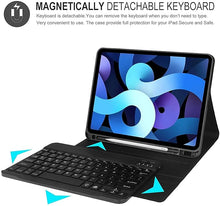 Load image into Gallery viewer, {Refurbished} ProElite Keyboard case for iPad Air 11 M3/M2 2025/2024/Pro 11" 4th/3rd Gen & Air 5th/4th Gen 10.9" with Pencil Holder, Magnetic Detachable Wireless Bluetooth Keyboard Built-in 7-Colors Backlit, Black