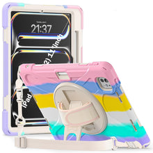 Load image into Gallery viewer, ProElite Cover for Apple iPad Pro 11 2024/2025 M4/M5 Case, Rugged 3 Layer Armor case Cover for iPad Pro 11 inch M4/M5 2024/2025 with Apple Pencil Holder, Shoulder Strap and Kickstand, Rainbow Pink