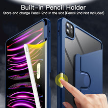 Load image into Gallery viewer, ProElite Rotating Case for Apple iPad Pro 13 inch 2024/2025 M4/M5 with Pencil Holder, 360 Degree Rotation Protective Stand Cover Clear Back for iPad Pro 13 2024/2025 M4/M5, Auto Wake/Sleep, Dark Blue