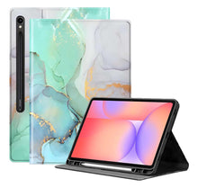 Load image into Gallery viewer, ProElite Book Cover Case for Samsung Galaxy Tab S10 Lite 10.9"/ Tab S9 FE 10.9 inch/Tab S10 FE/Tab S9 11 inch Cover, Smart flip case Book Cover with Pen Holder, Marble Green