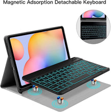 Load image into Gallery viewer, ProElite Keyboard case for Samsung Galaxy Tab S6 Lite 10.4 Inch 2024 SM-P610/P615 with Pencil Holder, Magnetic Detachable Wireless Bluetooth Keyboard Built-in 7-Colors Backlit, Dark Green