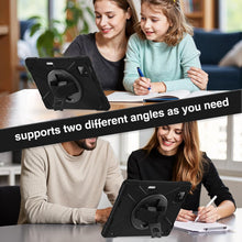 Load image into Gallery viewer, ProElite Cover for Xiaomi Mi Pad 8/8 Pro/Mi Pad 7/7 Pro 11.2 inch, Rugged 3 Layer Armor case with Hand Grip & Rotating Kickstand with Shoulder Strap & Pen Holder, Black