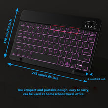 Load image into Gallery viewer, ProElite Ultra-Slim Bluetooth Keyboard Upto 11.5 inch Portable Mini Wireless Rechargeable Keyboard for Apple iPad, iPhone, Samsung/Lenovo Tablets, iPadOS/iOS/Android Built-in 7-Colors Backlit, Black