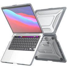 Load image into Gallery viewer, ProElite Case for MacBook Pro 13 inch Case M2 2024, 2023, 2022-2016 A2338 M1 A2251 A2289 A2159 A1989 A1708 A1706, Heavy Duty Honeycomb Hard Shell with Slim TPU Bumper and Fold Kickstand, Grey