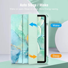 Load image into Gallery viewer, ProElite Case Cover for Apple iPad Air 13 inch M4/M3/M2 2026/2025/2024 Cover, Transparent Smart Flip Cover for iPad Air 13 inch M4/M3/M2 2026/2025/2024 with Pencil Holder, Marble Green