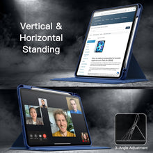 Load image into Gallery viewer, ProElite Rotating Case for Apple iPad Air 13 inch 2025/2024 M3/M2 with Pencil Holder, 360 Degree Rotation Protective Stand Cover Clear Back for iPad Air 13 M3/M2, Auto Wake/Sleep, Dark Blue
