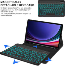 Load image into Gallery viewer, ProElite Keyboard case for Samsung Galaxy Tab S9 Ultra/S10 Ultra 14.6 inch with S Pen Holder, Magnetic Detachable Wireless Bluetooth Keyboard Built-in 7-Colors Backlit, Dark Blue
