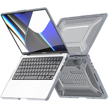 Load image into Gallery viewer, ProElite Case for MacBook Pro 14 inch Case 2025 2024 2023 2022 2021 M5/M4/M3 A2918 A2992 M2 A2779 M1 A2442 Pro Max,Heavy Duty Honeycomb Hard Shell with Slim TPU Bumper and Fold Kickstand, Grey