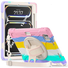 Load image into Gallery viewer, ProElite Cover for Apple iPad Pro 13 inch M4/M5 Case, Rugged 3 Layer Armor case Cover for iPad Pro 13 inch M4/M5 2024/2025 with Apple Pencil Holder, Shoulder Strap and Kickstand, Rainbow Pink