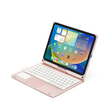 Load image into Gallery viewer, {Refurbished}ProElite Rotatable Bluetooth TouchPad Keyboard case Cover for iPad Air 11 inch M3/M2 2025/2024, Pro 11 inch 4th/3rd Gen 2022/2021 & Air 5th/4th Gen 10.9 inch, Built-in 7-Colors Backlit, Rose Gold