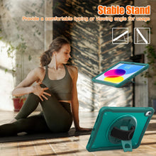 Load image into Gallery viewer, ProElite Cover for iPad (A16) 11th/10th Gen (2025/2022) Case, Rugged Shockproof Armor case for iPad 11th/10th Gen with Hand Grip and Rotating Kickstand (Transparent Back) Should Strap, Midnight Green