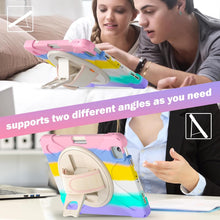 Load image into Gallery viewer, ProElite Cover for Apple iPad Air 13 inch M3/M2 2025/2024 Case, Rugged 3 Layer Armor case for Apple iPad Air 13 M3/M2 2025/2024 with Apple Pencil Holder, Hand Grip and Rotating KickStand, Rainbow Pink