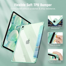 Load image into Gallery viewer, ProElite Case Cover for Apple iPad Air 13 inch M4/M3/M2 2026/2025/2024 Cover, Transparent Smart Flip Cover for iPad Air 13 inch M4/M3/M2 2026/2025/2024 with Pencil Holder, Marble Green