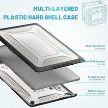 Load image into Gallery viewer, ProElite Transparent Case for MacBook Air 13 inch M2 2025/2024 M1 2021 2020 Release A2337 A2179 A1932 Model Touch ID, Heavy Duty Honeycomb Hard Shell with Slim TPU Bumper and Fold Kickstand, Black