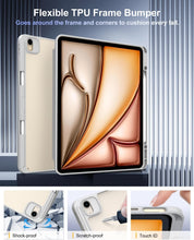 Load image into Gallery viewer, ProElite Case Cover for Apple iPad Air 13 inch M3/M2 2025/2024 Cover, Transparent Smart Flip Cover for iPad Air 13 inch M3/M2 2025/2024 with Pencil Holder, Grey