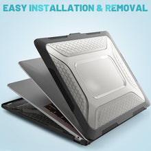 Load image into Gallery viewer, ProElite Transparent Case for MacBook Air 13 inch M2 2025/2024 M1 2021 2020 Release A2337 A2179 A1932 Model Touch ID, Heavy Duty Honeycomb Hard Shell with Slim TPU Bumper and Fold Kickstand, Black