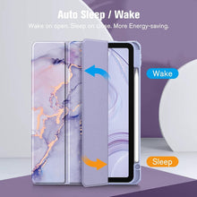 Load image into Gallery viewer, ProElite Case Cover for Apple iPad Pro 11 inch 2024/2025 M4/M5 5th/6th Gen Cover, Smart Flip Case for Apple iPad Pro 11 inch M4/M5, Transparent Smart Flip Cover with Pencil Holder, Marble Purple