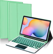 Load image into Gallery viewer, ProElite TouchPad Keyboard case for Galaxy Tab S6 Lite 10.4 Inch 2024 SM-P610/P615 with S Pen Holder, Magnetic Detachable Wireless Bluetooth TouchPad Keyboard Built-in 7-Colors Backlit, Mint Green