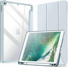 Load image into Gallery viewer, ProElite Smart Flip Case Cover for Apple iPad 9.7 inch 2018/2017 5th 6th Generation, Clear Soft Back with Pencil Holder, Haze Blue