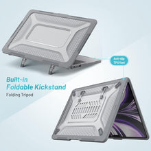 Load image into Gallery viewer, ProElite Case for MacBook Air 13.6 inch Case 2022 2023 2024 2025 Release M4/M3 A3113 M2 A2681 with Touch ID,Heavy Duty Honeycomb Hard Shell with Slim TPU Bumper and Fold Kickstand, Grey