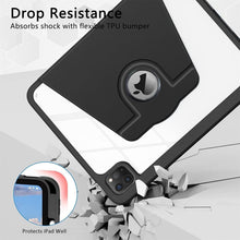 Load image into Gallery viewer, ProElite for iPad Air 11 inch M4/M3/M2 2026/2025/2024, Air 5th/4th Gen 10.9" & Pro 11 inch 2022 4th/3rd Gen case Cover, 360 Degree Rotatable Smart Flip Cover Transparent Back with Pencil Holder, Black