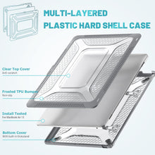 Load image into Gallery viewer, ProElite Transparent Case for MacBook Air 13 inch M2 2025/2024 M1 2021 2020 Release A2337 A2179 A1932 Model Touch ID,Heavy Duty Honeycomb Hard Shell with Slim TPU Bumper and Fold Kickstand, Grey