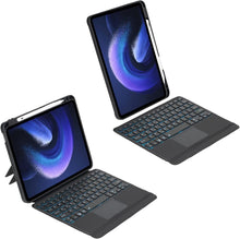 Load image into Gallery viewer, ProElite Wireless Bluetooth TouchPad Keyboard Case for Mi Pad 6 11 inch, Magnetic Detachable Wireless Bluetooth TouchPad Keyboard Built-in 7-Colors Backlit with Pen Holder, Black