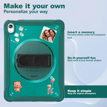 Load image into Gallery viewer, ProElite Cover for iPad (A16) 11th/10th Gen (2025/2022) Case, Rugged Shockproof Armor case for iPad 11th/10th Gen with Hand Grip and Rotating Kickstand (Transparent Back) Should Strap, Midnight Green