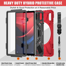 Load image into Gallery viewer, ProElite Cover for Lenovo idea Tab 11 inch 2025 Cover Case, Rugged 3 Layer Armor case Cover for Lenovo idea Tab 11 inch 2025 with Hand Grip & Rotating Kickstand with Shoulder Strap, Red