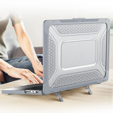 Load image into Gallery viewer, ProElite Case for MacBook Pro 14 inch Case 2025 2024 2023 2022 2021 M5/M4/M3 A2918 A2992 M2 A2779 M1 A2442 Pro Max,Heavy Duty Honeycomb Hard Shell with Slim TPU Bumper and Fold Kickstand, Grey