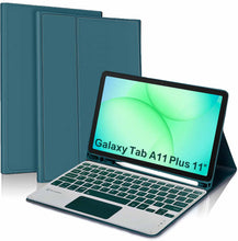 Load image into Gallery viewer, ProElite TouchPad Keyboard case for Galaxy Tab A11 Plus 11 inch with S Pen Holder, Magnetic Detachable Wireless Bluetooth TouchPad Keyboard Built-in 7-Colors Backlit, Dark Green