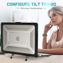 Load image into Gallery viewer, ProElite Case for MacBook Pro 13 inch Case M2 2024, 2023, 2022-2016 A2338 M1 A2251 A2289 A2159 A1989 A1708 A1706, Heavy Duty Honeycomb Hard Shell with Slim TPU Bumper and Fold Kickstand, Black