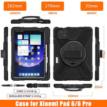 Load image into Gallery viewer, ProElite Rugged 3 Layer Armor case Cover for Xiaomi Mi Pad 6 11inch with Hand Grip and Rotating Kickstand with Shoulder Strap & Pen Holder, Black