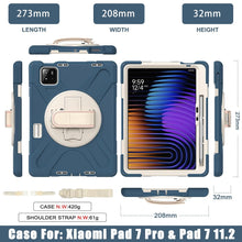 Load image into Gallery viewer, ProElite Cover for Xiaomi Mi Pad 7/7 Pro 11.2 inch Case, Rugged 3 Layer Armor case for Xiaomi Mi Pad 7/7 Pro with Hand Grip and Rotating Kickstand with Shoulder Strap & Pen Holder, Cornflower Blue