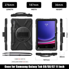 Load image into Gallery viewer, ProElite Cover for Samsung Galaxy Tab S10 Lite 10.9"/S9 Fe 10.9/S10 FE 10.9"/ S9/S8/S7 11" Cover Case, Rugged 3 Layer Armor case Cover and Rotating Kickstand, Black