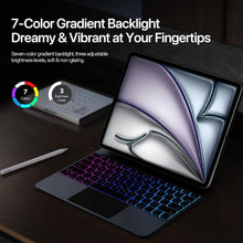 Load image into Gallery viewer, ProElite Keyboard Case for iPad Air 11" (M4/M3/M2), iPad Pro 11" (4th/3rd/2nd), iPad Air 10.9" (5th/4th) Multi-Touch Trackpad, 7-Color Backlit Magic-Style Keyboard – Floating Magnetic Stand – Black
