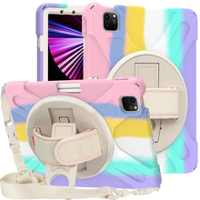 Load image into Gallery viewer, ProElite Rugged 3 Layer Armor case cover for Apple iPad Air 11 M3/M2 , iPad Air 5th/4th Gen 10.9 inch with Hand Grip, Pencil holder and Rotating KickStand, Rainbow