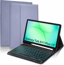 Load image into Gallery viewer, ProElite Keyboard case Cover for Samsung Galaxy Tab A11 Plus 11 inch 2025, Magnetic Detachable Wireless Bluetooth Keyboard Case with S Pen Holder Built-in 7-Colors Backlit, Lavender