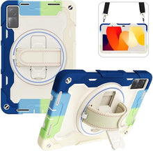 Load image into Gallery viewer, ProElite for Redmi Pad SE case, Rugged 3 Layer Armor case cover for Redmi Pad SE 11 inch with Hand Grip and Rotating KickStand with Shoulder Strap, Rainbow Blue