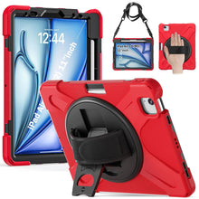 Load image into Gallery viewer, ProElite Cover for Apple iPad Air 13 inch M3/M2 2025/2024 Case, Rugged 3 Layer Armor case for Apple iPad Air 13 M3/M2 2025/2024 with Apple Pencil Holder, Hand Grip and Rotating Kickstand, Red