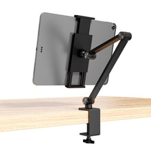 Load image into Gallery viewer, ProElite Foldable Adjustable 360 Degree Aluminum Desk Holder Tablet Stand for Apple iPad, iPhones, Galaxy Tab, Xiaomi Pad, Redmi Pad, Realme, Oneplus Pad,Lenovo Tab, Kindle Upto 12.9 inch, Space Grey