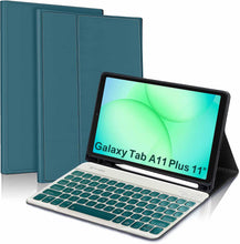 Load image into Gallery viewer, ProElite Keyboard case Cover for Samsung Galaxy Tab A11 Plus 11 inch 2025, Magnetic Detachable Wireless Bluetooth Keyboard Case with S Pen Holder Built-in 7-Colors Backlit, Dark Green