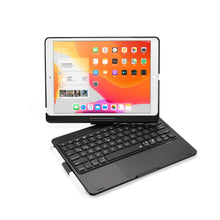 Load image into Gallery viewer, ProElite Rotatable Wireless Bluetooth TouchPad Keyboard flip case Cover for Apple iPad 10.2 inch 9th/8th/7th Generation, Built-in 7-Colors Backlit, Black