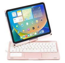 Load image into Gallery viewer, ProElite Rotatable Wireless Bluetooth TouchPad Keyboard flip case Cover for Apple iPad (A16) 11th/10th Generation 2025/2022, Built-in 7-Colors Backlit, Rose Gold