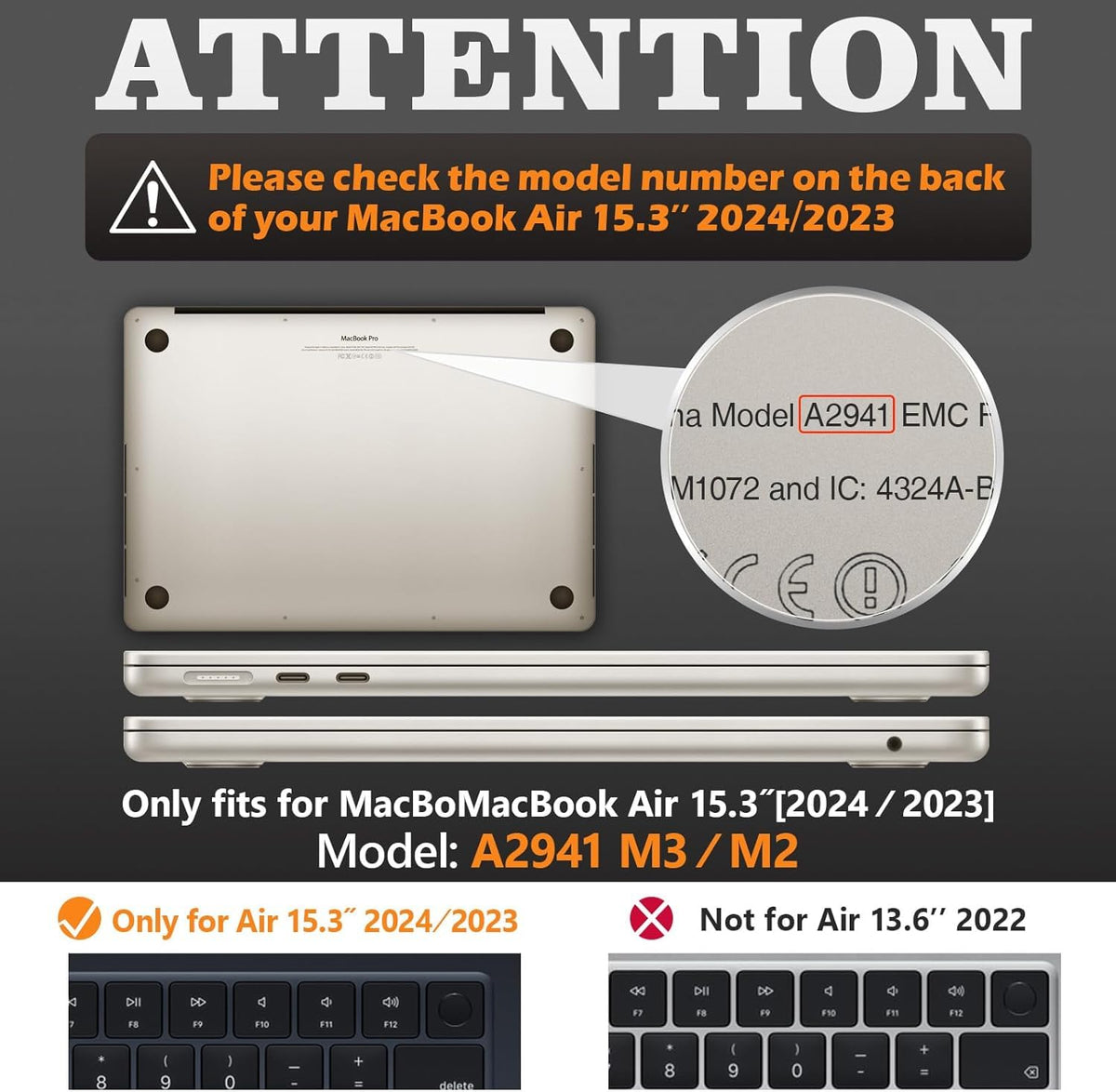 ProElite Case for MacBook Air 15 inch Case 2023 2024 Release M3