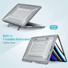 Load image into Gallery viewer, ProElite Case for MacBook Pro 14 inch Case 2025 2024 2023 2022 2021 M5/M4/M3 A2918 A2992 M2 A2779 M1 A2442 Pro Max,Heavy Duty Honeycomb Hard Shell with Slim TPU Bumper and Fold Kickstand, Grey