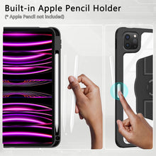 Load image into Gallery viewer, ProElite for iPad Air 11 inch M4/M3/M2 2026/2025/2024, Air 5th/4th Gen 10.9" & Pro 11 inch 2022 4th/3rd Gen case Cover, 360 Degree Rotatable Smart Flip Cover Transparent Back with Pencil Holder, Black