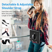 Load image into Gallery viewer, ProElite Case Cover for iPad (A16) 11th/10th Gen (2025/2022) case, Rugged 3 Layer Armor case for iPad 11th/10th Generation with Pencil Holder, Hand Grip, and Rotating Kickstand, Black