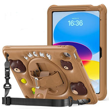 Load image into Gallery viewer, ProElite Cover for Apple iPad (A16) 11th/10th Generation (2025/2022) Case Cover, Tough Bubble Kids case Cover for Apple iPad 11th/10th Gen 2025/2022 with Rotating Kickstand & Shoulder Strap, Brown